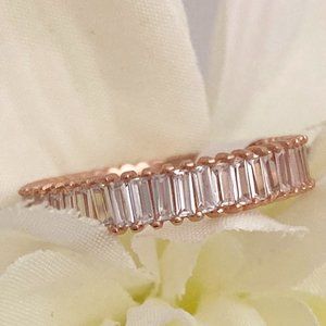 Rose Gold Plated Sterling Silver .925 Baguette CZ Ring